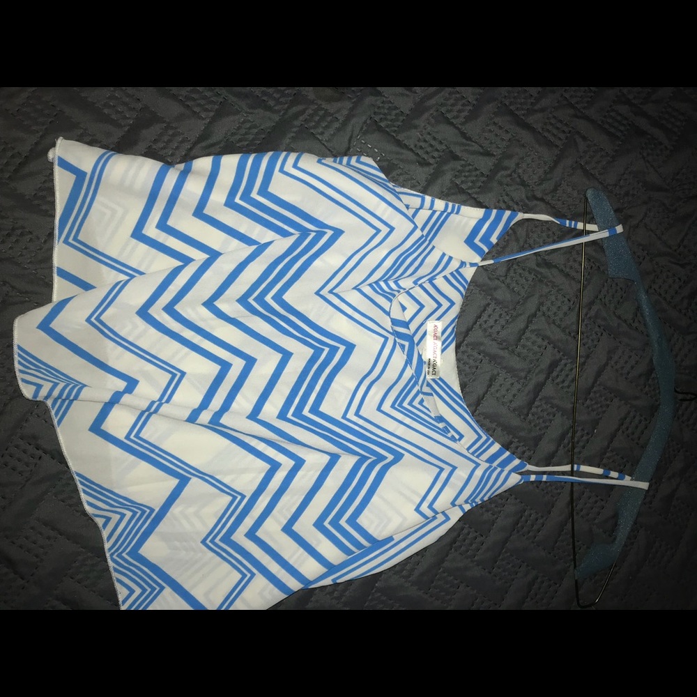 blue and white crop top